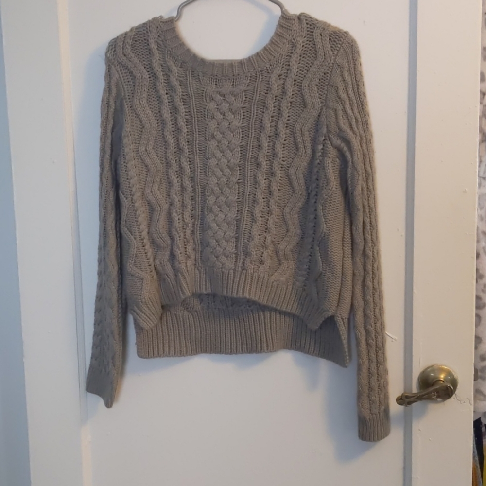 Knitted grey women's cropped sweater